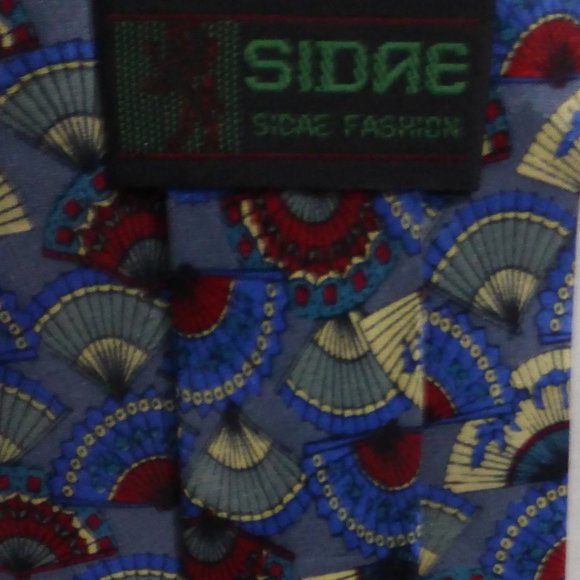 Sidae Fashion, fan print, necktie, 100% silk, Made In Korea